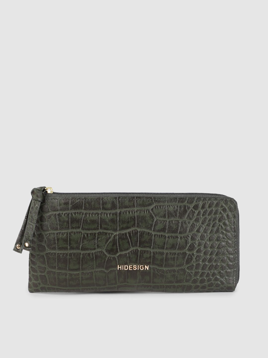 Hidesign Women Green Croc Textured Leather Two Fold Wallet Price in India