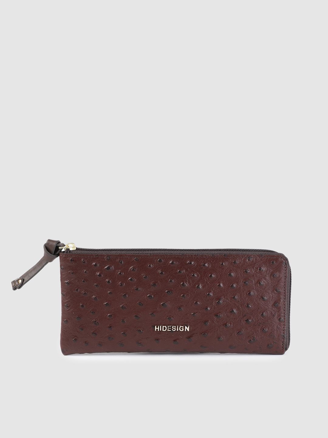 Hidesign Women Brown Textured Leather Zip Around Wallet Price in India