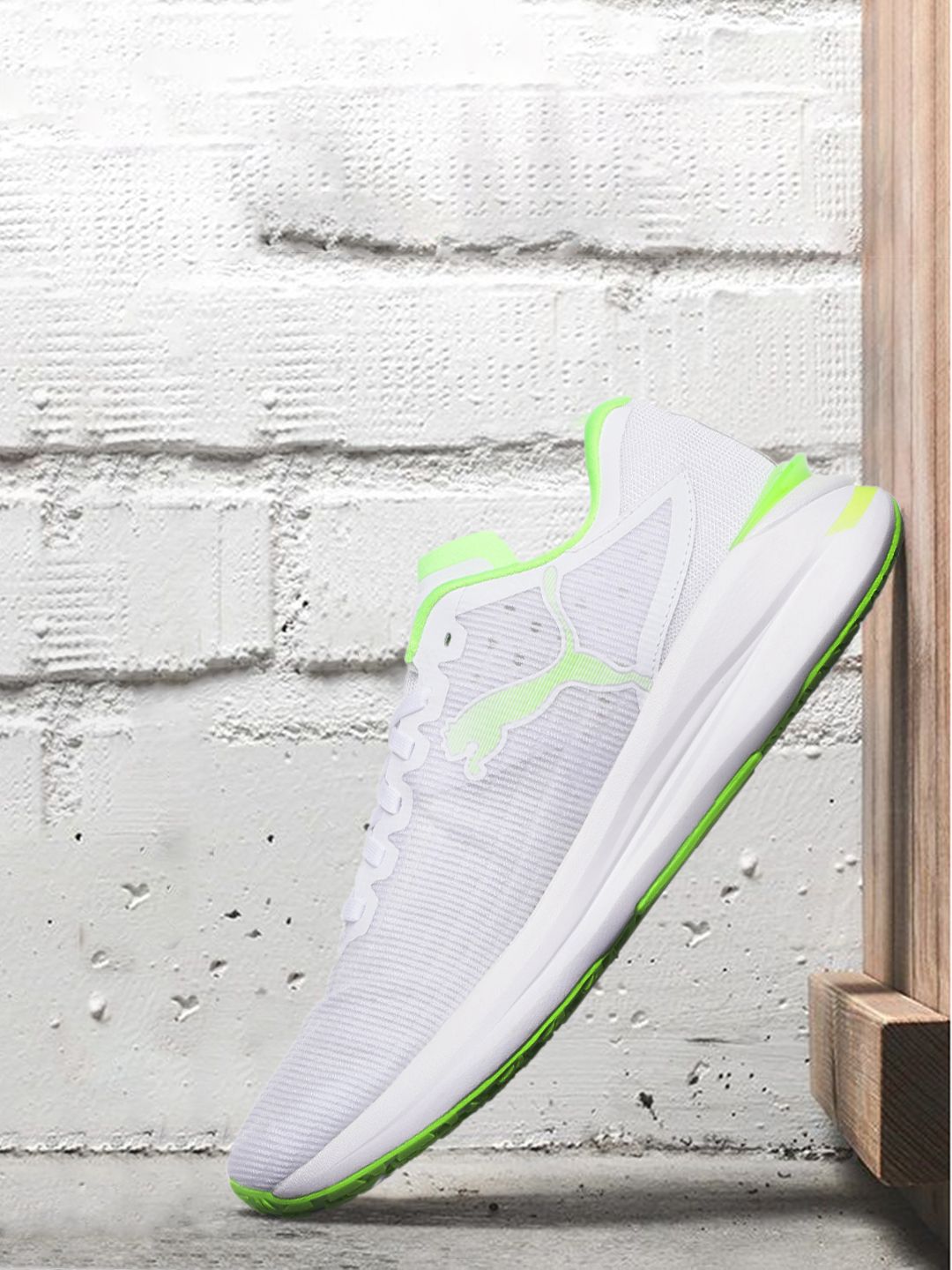 one8 x PUMA Unisex White & Green Electrify Nitro Turn Running Shoes Price in India
