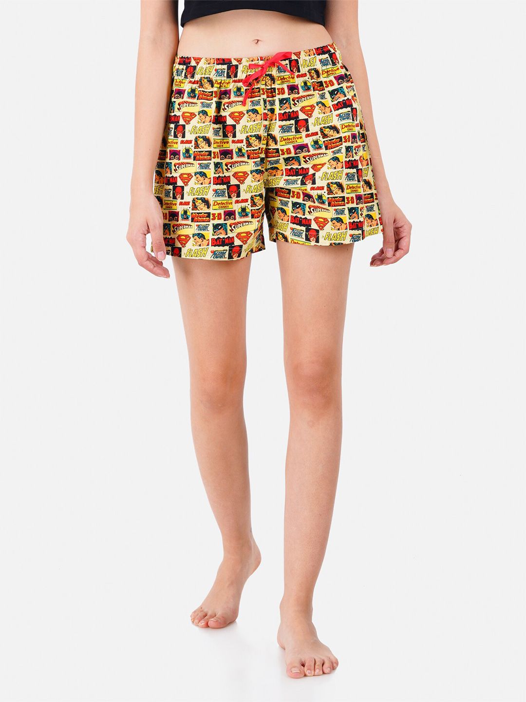 Smugglerz Women Yellow Printed Lounge Shorts Price in India