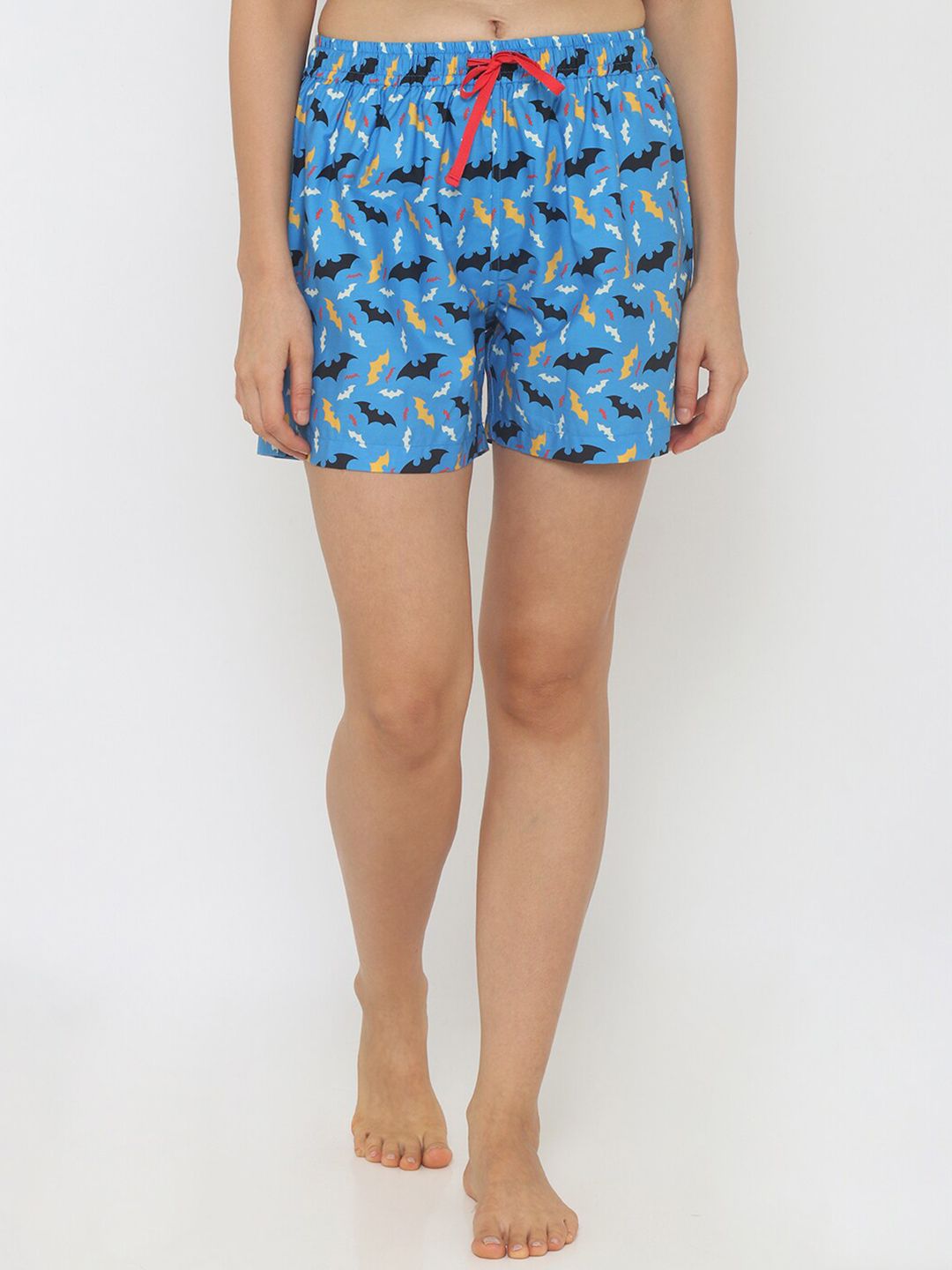 Smugglerz Women Blue & Yellow Printed Lounge Shorts Price in India