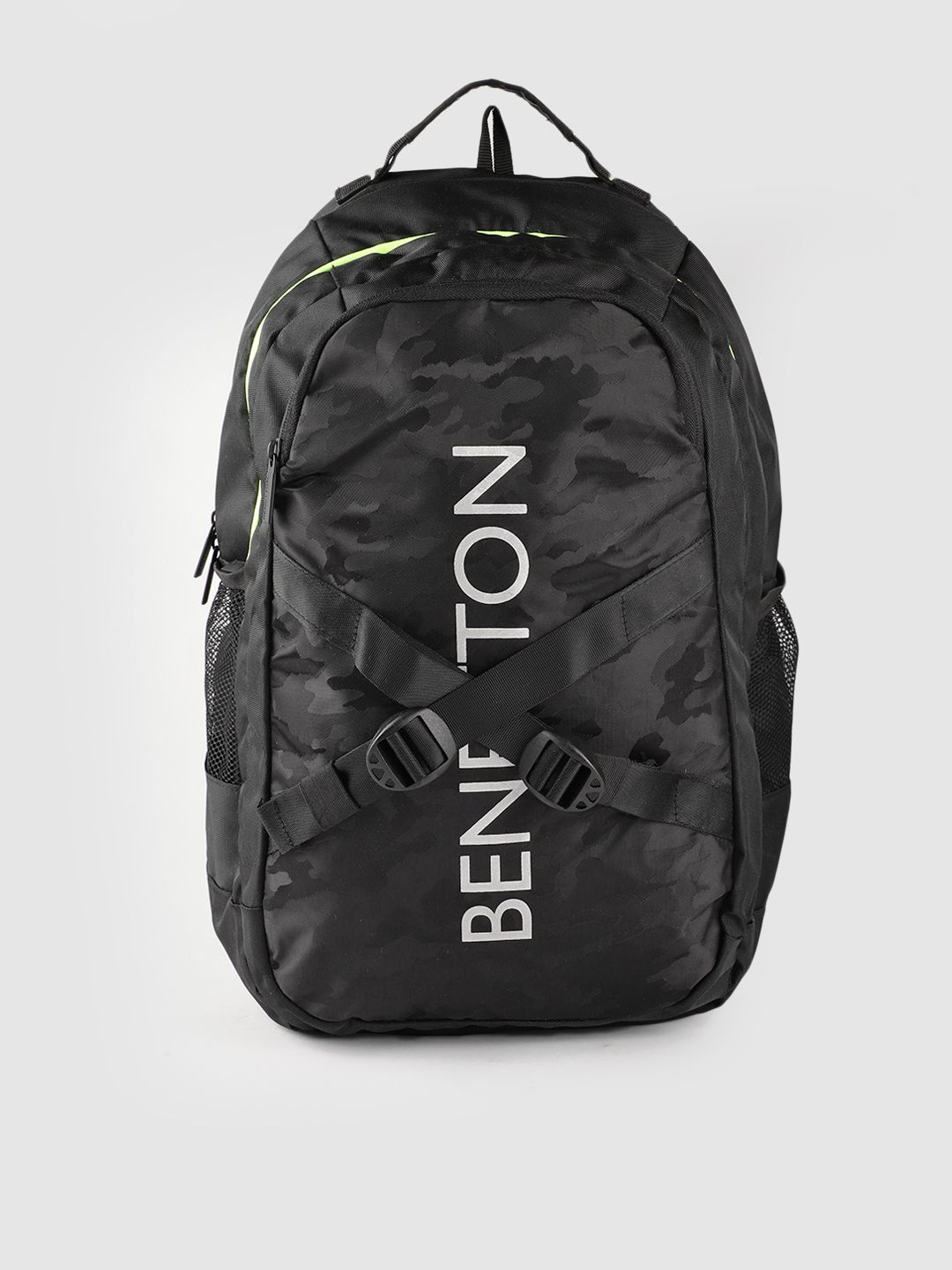 United Colors of Benetton Unisex Black Camouflage Pattern 15 Inch Laptop Backpack Price in India