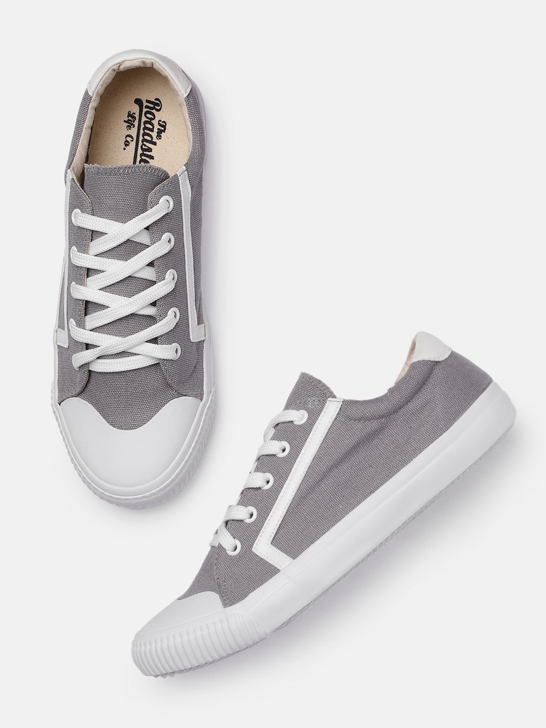 Roadster Women Grey Solid Sneakers Price in India