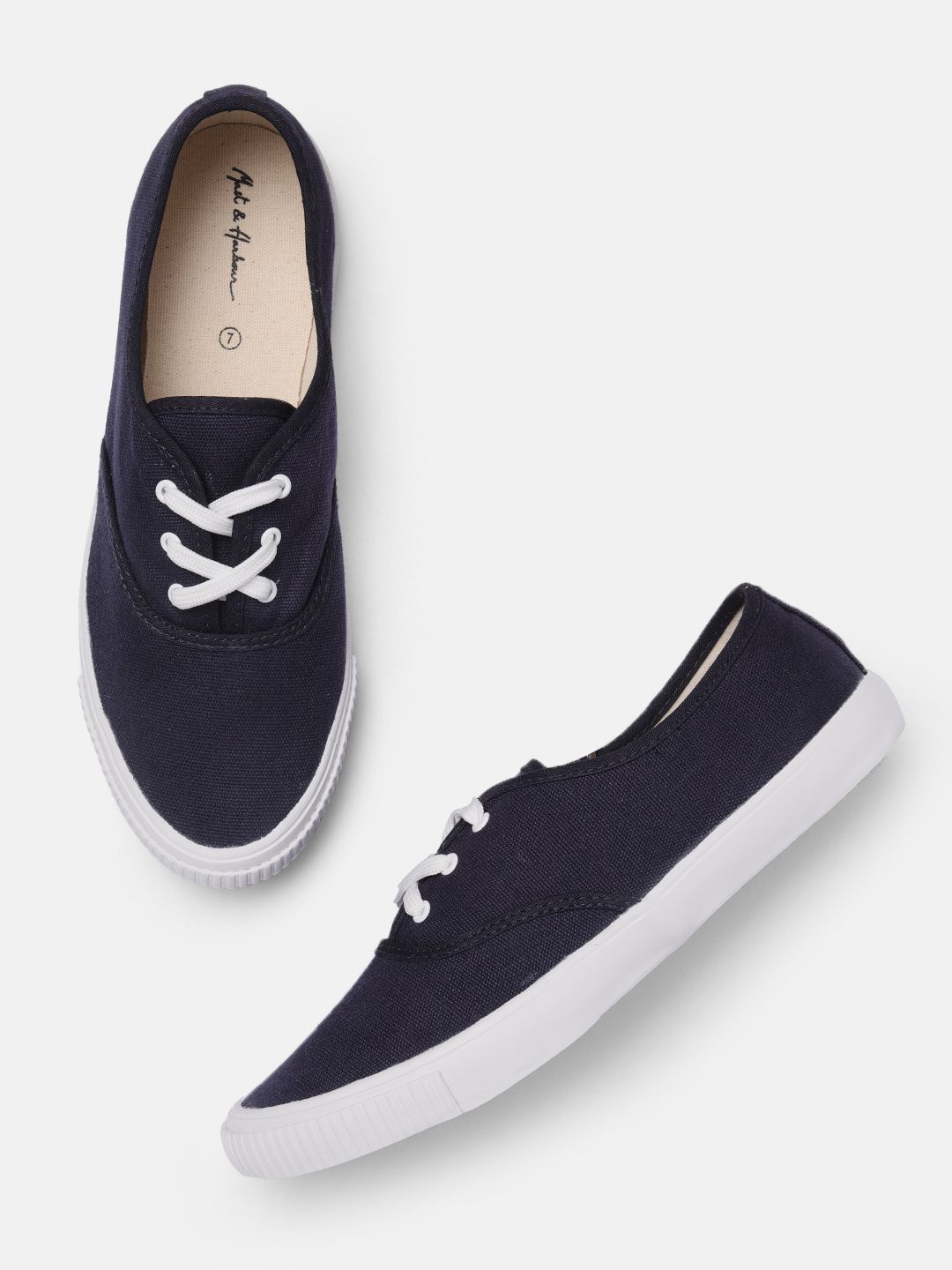 Mast & Harbour Women Navy Blue Solid Sneakers Price in India