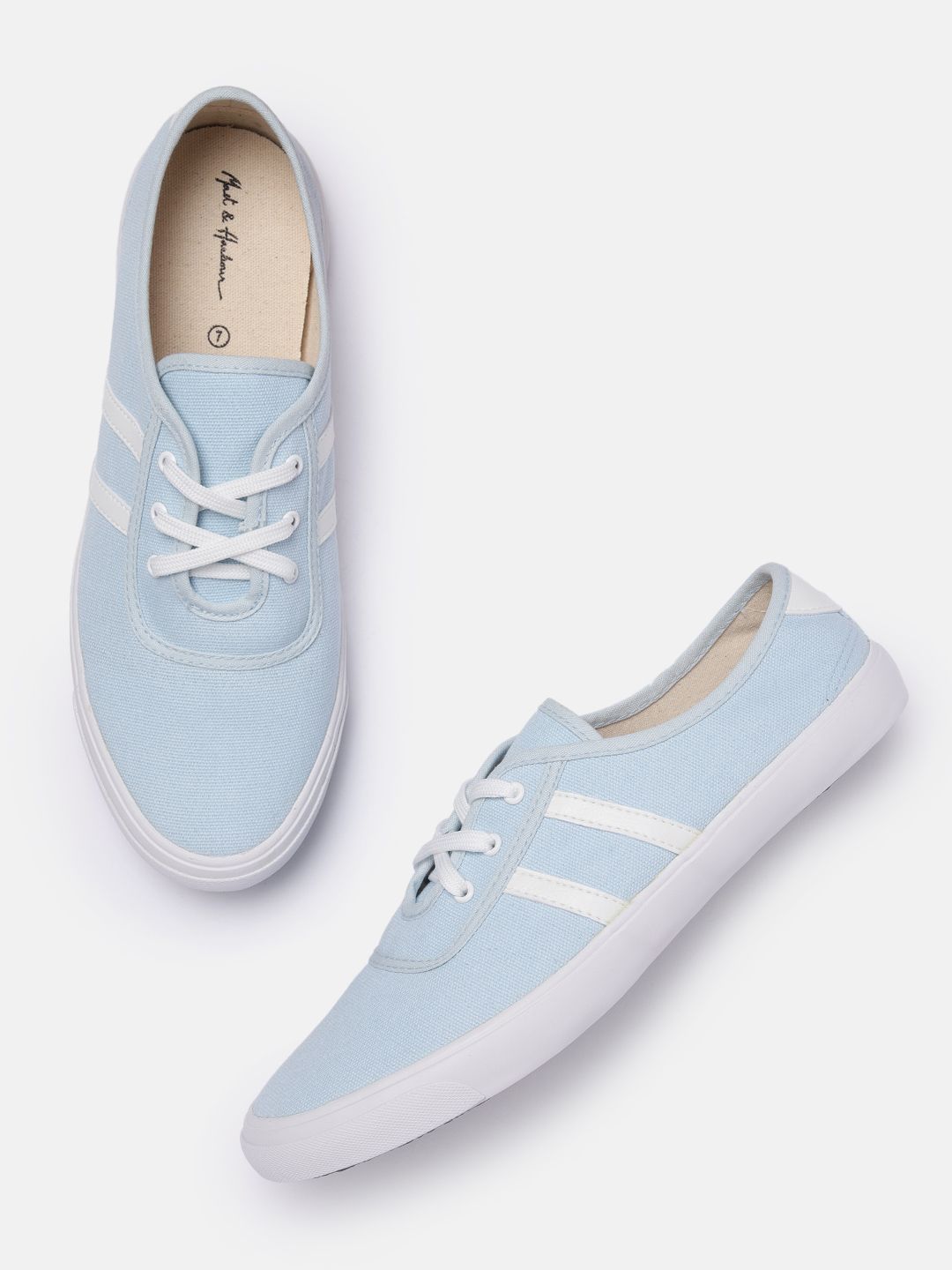 Mast & Harbour Women Blue Striped Sneakers Price in India
