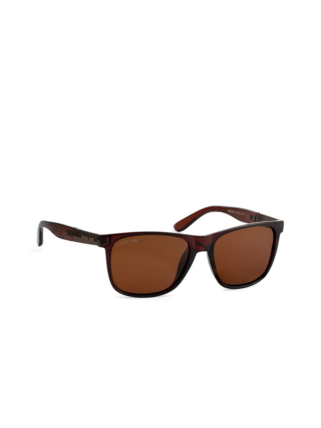 ROYAL SON Unisex Brown Lens & Brown Wayfarer Sunglasses with Polarised and UV Protected Lens Price in India