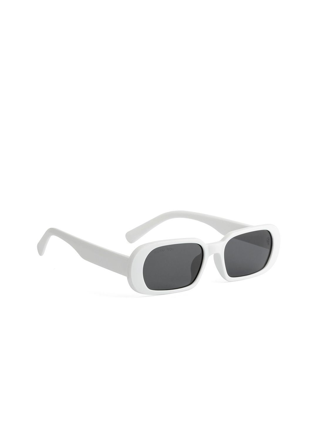 ROYAL SON Women Black Lens & White Rectangle Sunglasses with UV Protected Lens Price in India