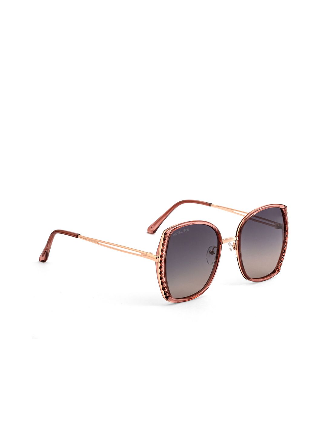 ROYAL SON Women Black Lens & Rose Gold-Toned UV Protected Lens-CHIWM00119-C5 Price in India