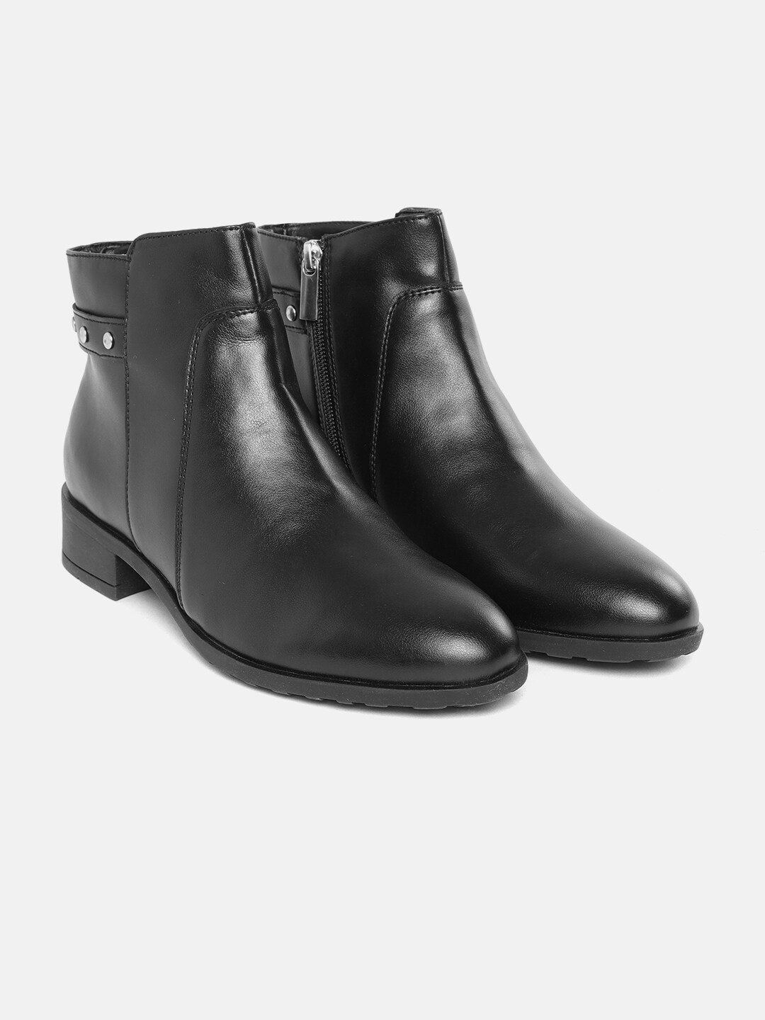 DressBerry Women Black Solid Mid-Top Flat Boots Price in India