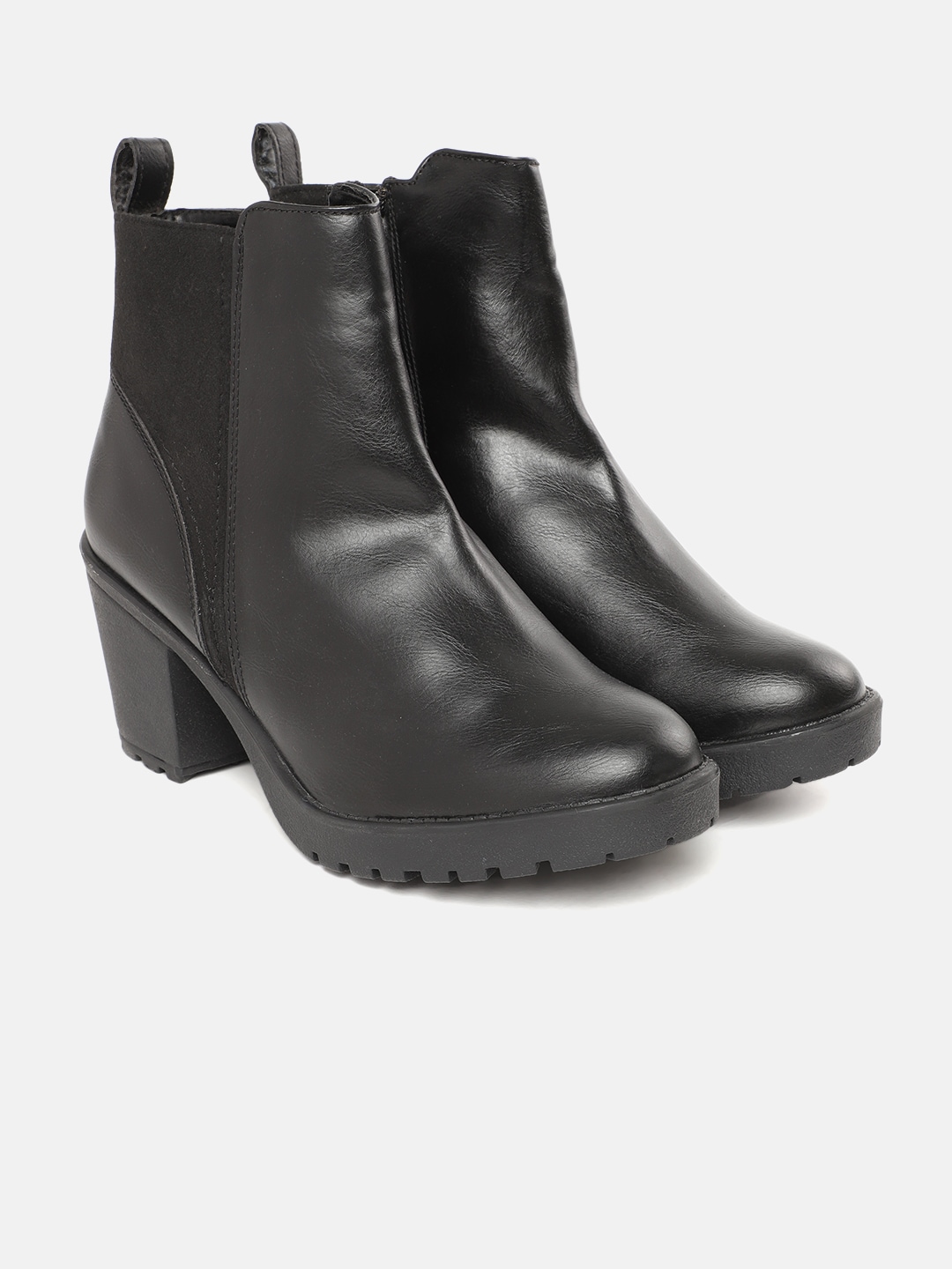 Roadster Black Mid-Top Block Heeled Boots Price in India