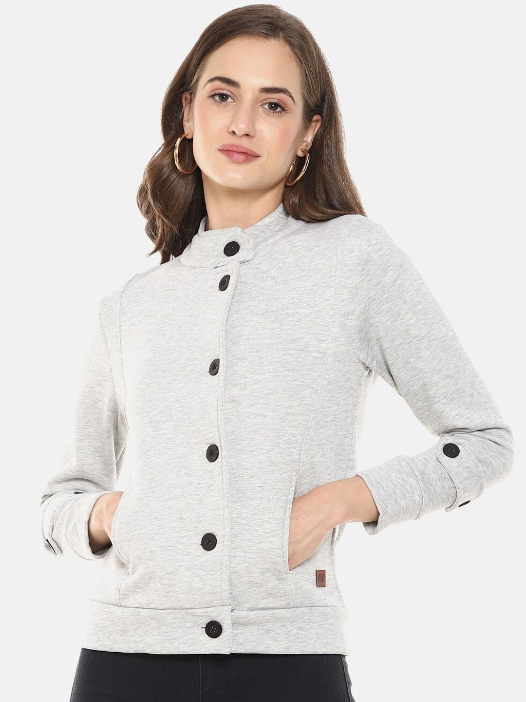 Campus Sutra Women Grey Windcheater Tailored Jacket Price in India