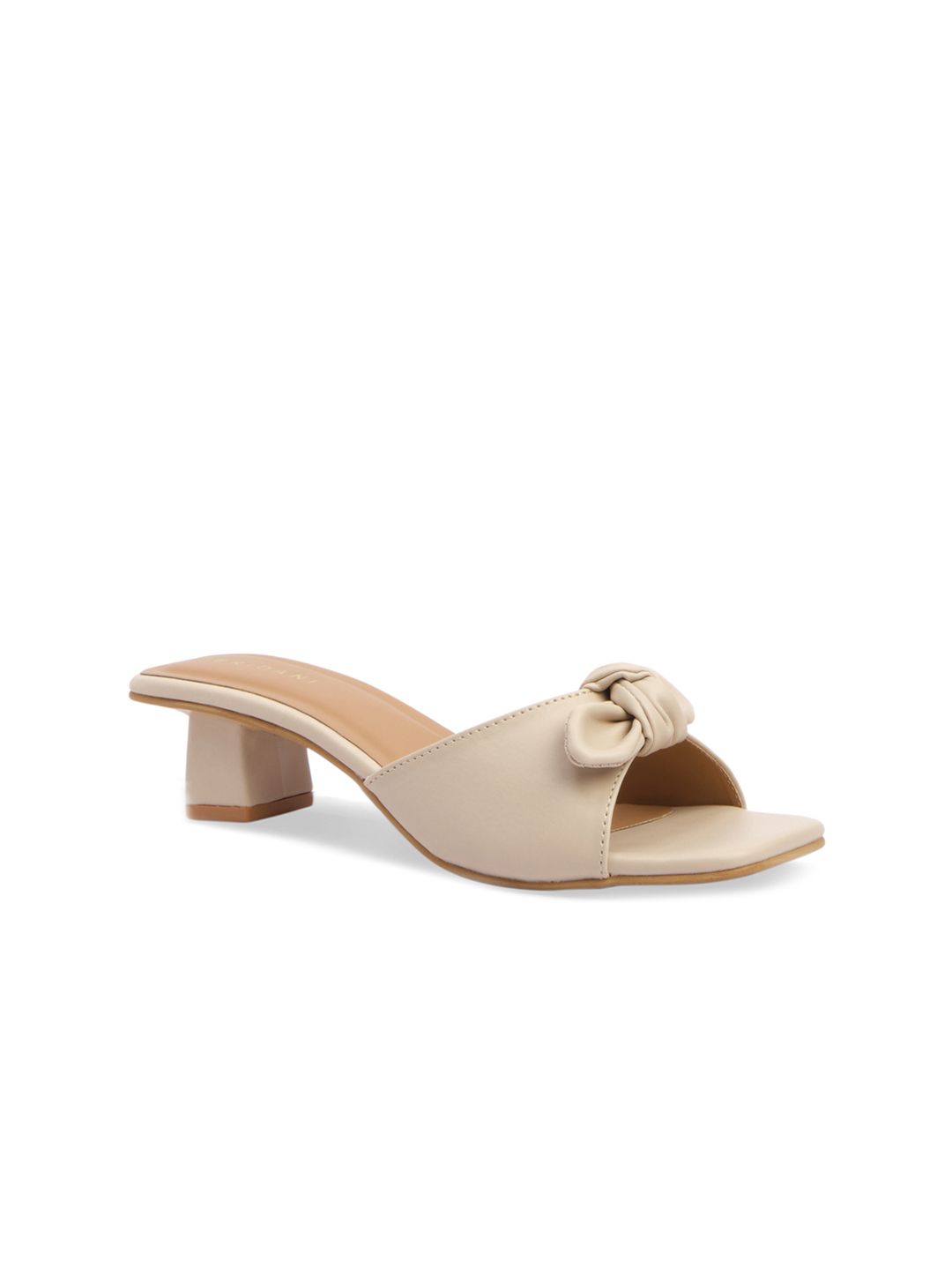 ERIDANI Beige Block Sandals with Bows Price in India