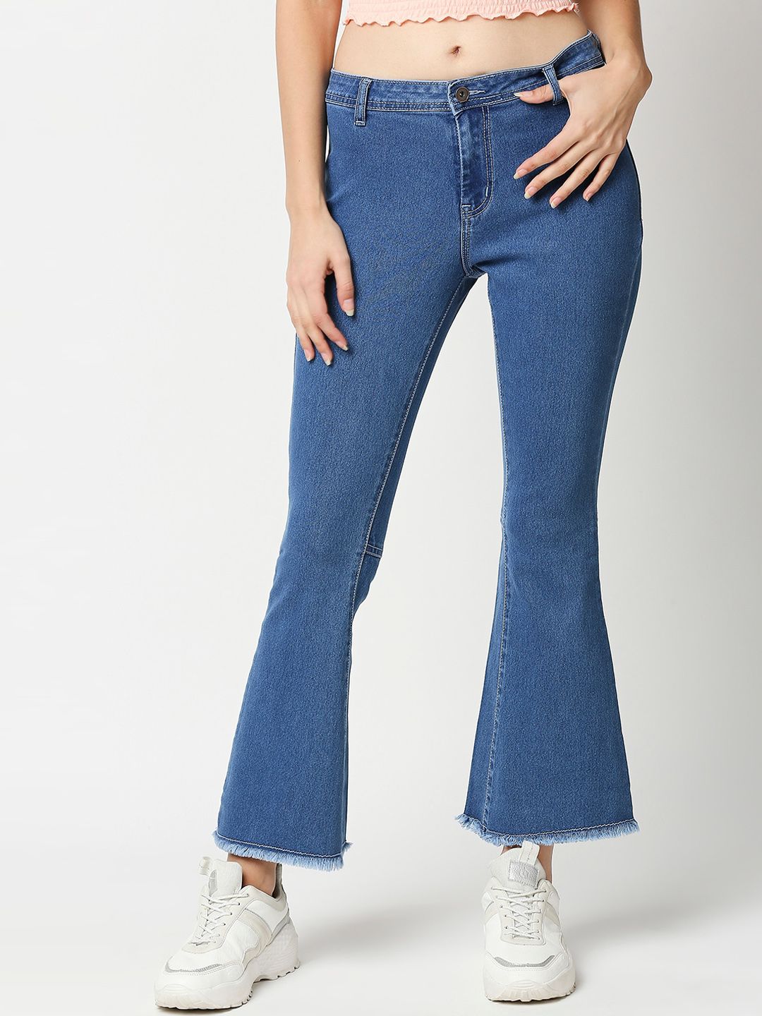 High Star Women Blue Bootcut Stretchable Jeans Price in India