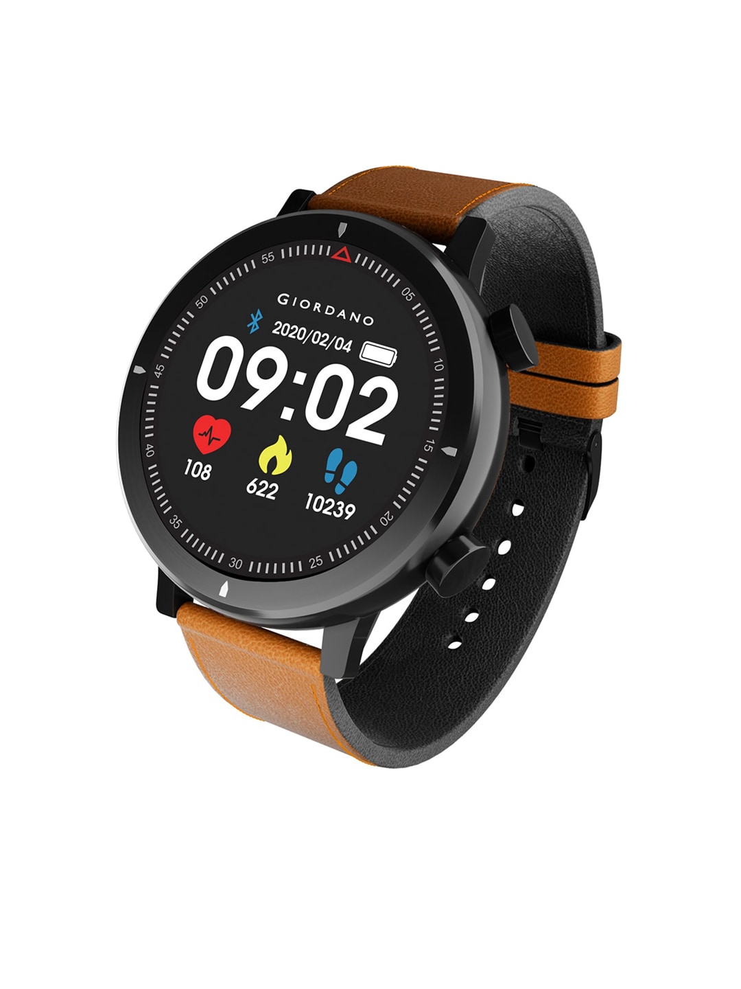 GIORDANO Brown & Black Solid Smart Watch GT03-BR Price in India