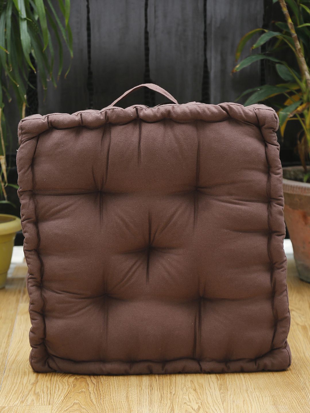 BLANC9 Brown Solid Chair Pad Price in India