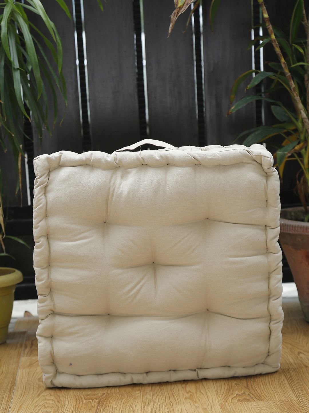 BLANC9 Beige Solid Floor Cushion Price in India