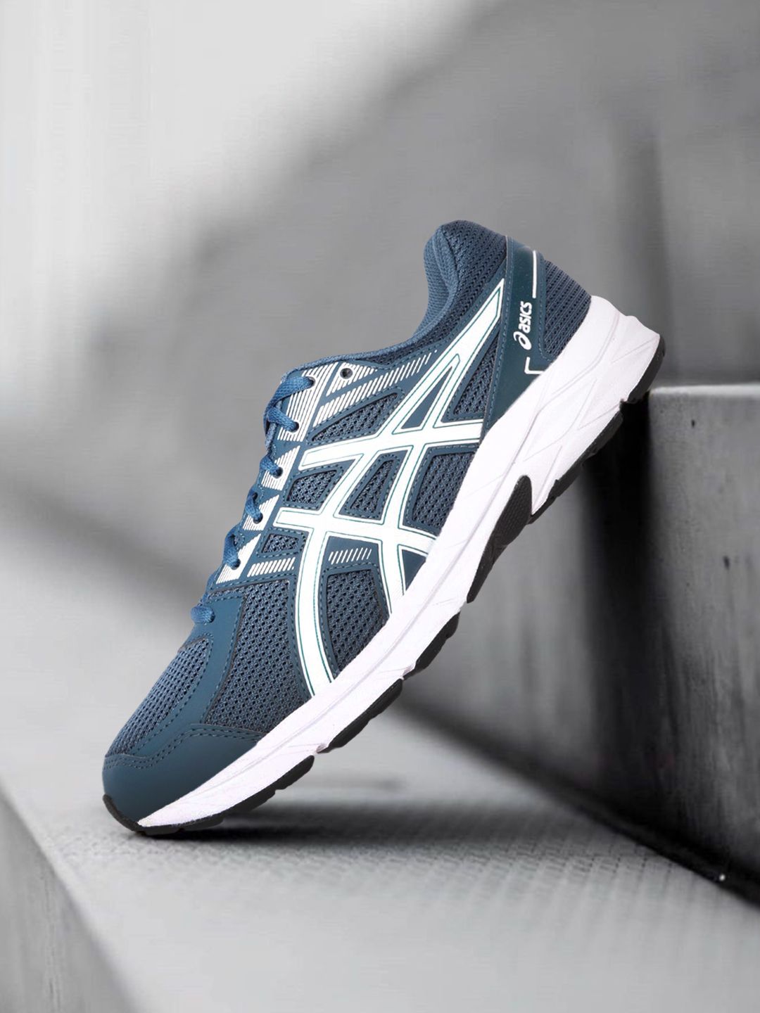 ASICS Men Teal Blue & White Woven Design JOLT 1 Running Shoes