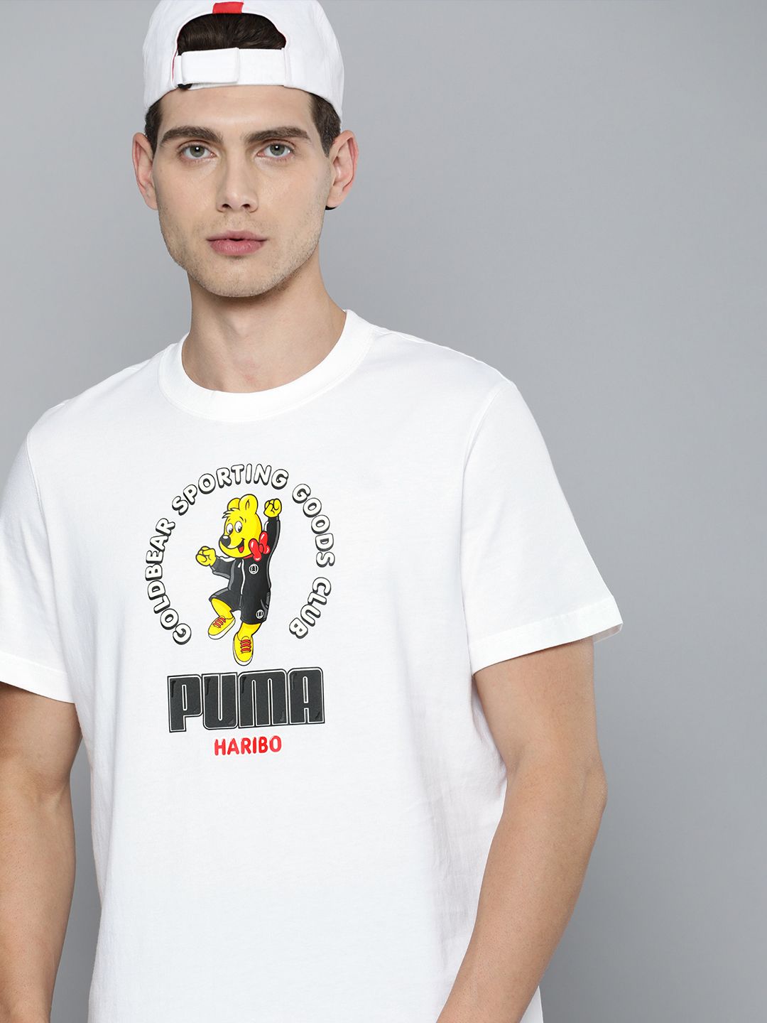 PUMA x HARIBO Unisex White Brand Logo Printed Loose Pure Cotton T-shirt Price in India