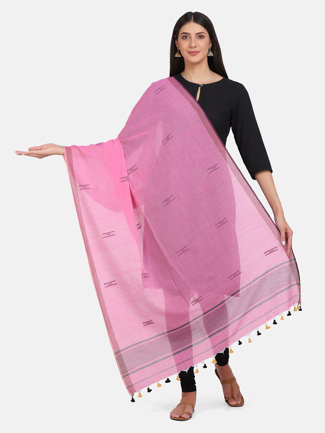 THE WEAVE TRAVELLER Women Pink Woven Design Price in India