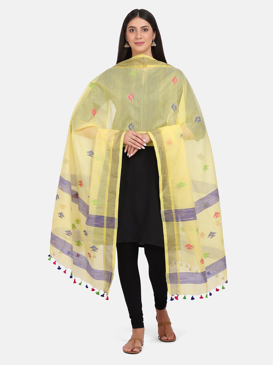 THE WEAVE TRAVELLER Women Yellow Woven Design Price in India