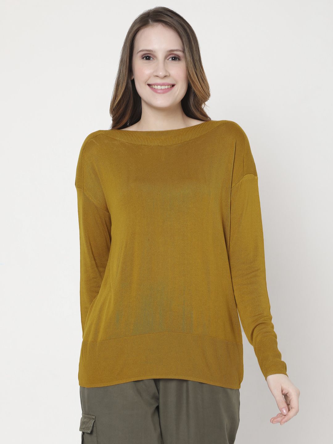 Vero Moda Women Brown Solid Pullover Sweater Price in India