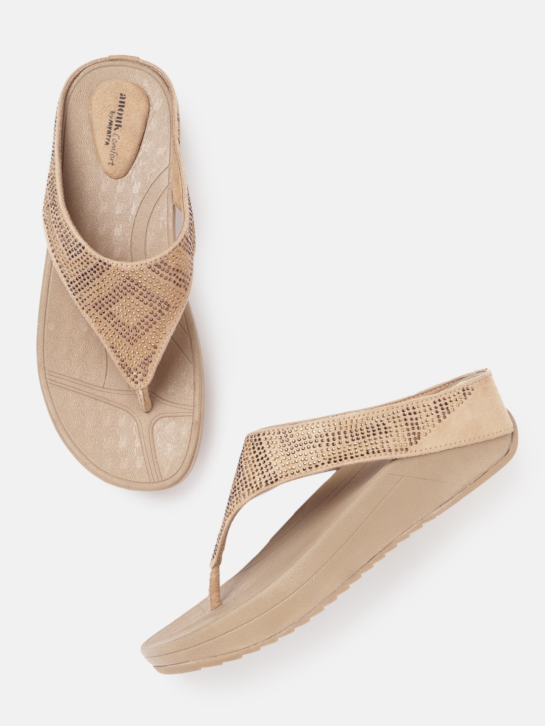 Anouk Beige Embellished Comfort Heels Price in India