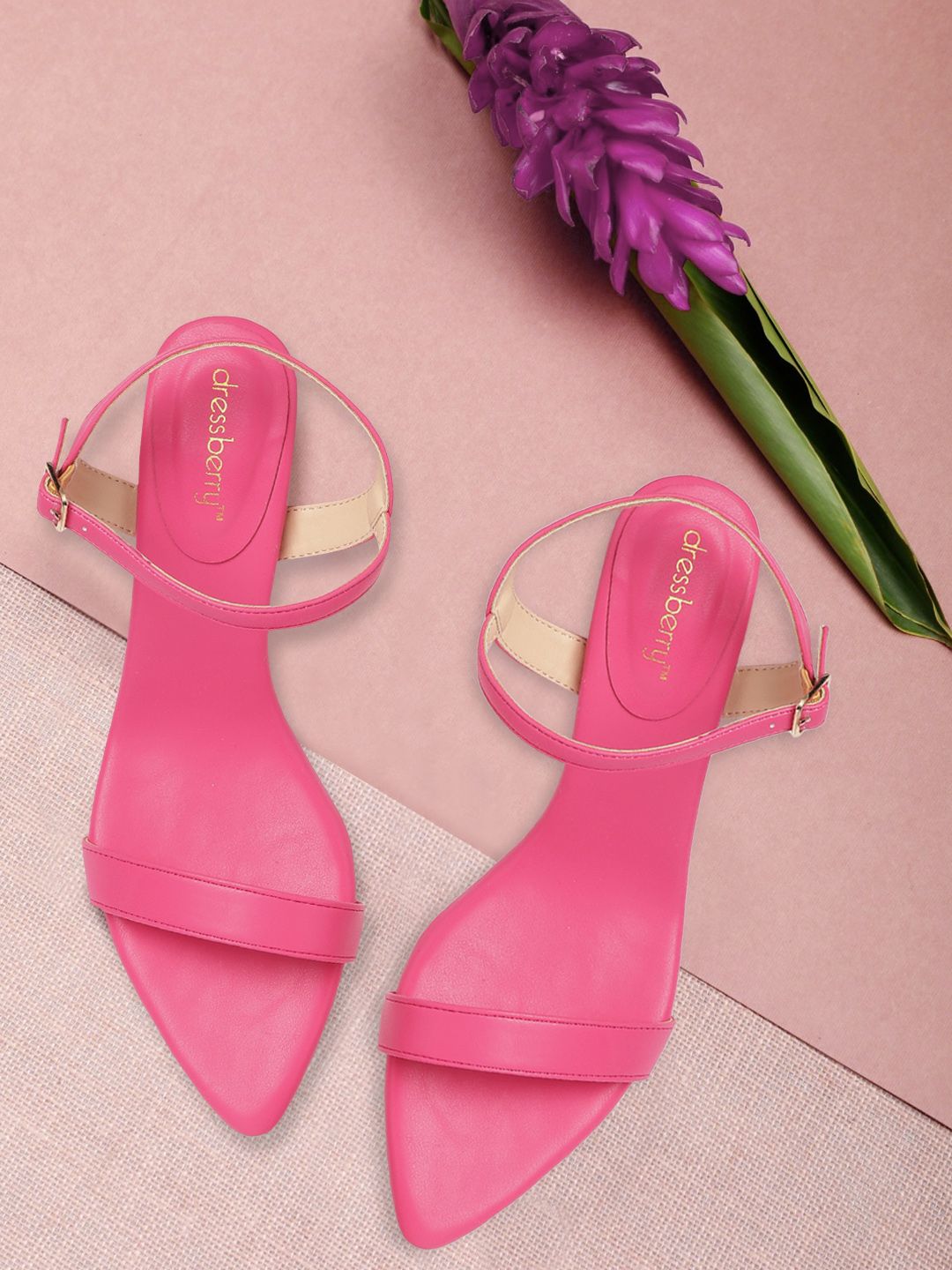 DressBerry Pink Solid Slim Heels Price in India