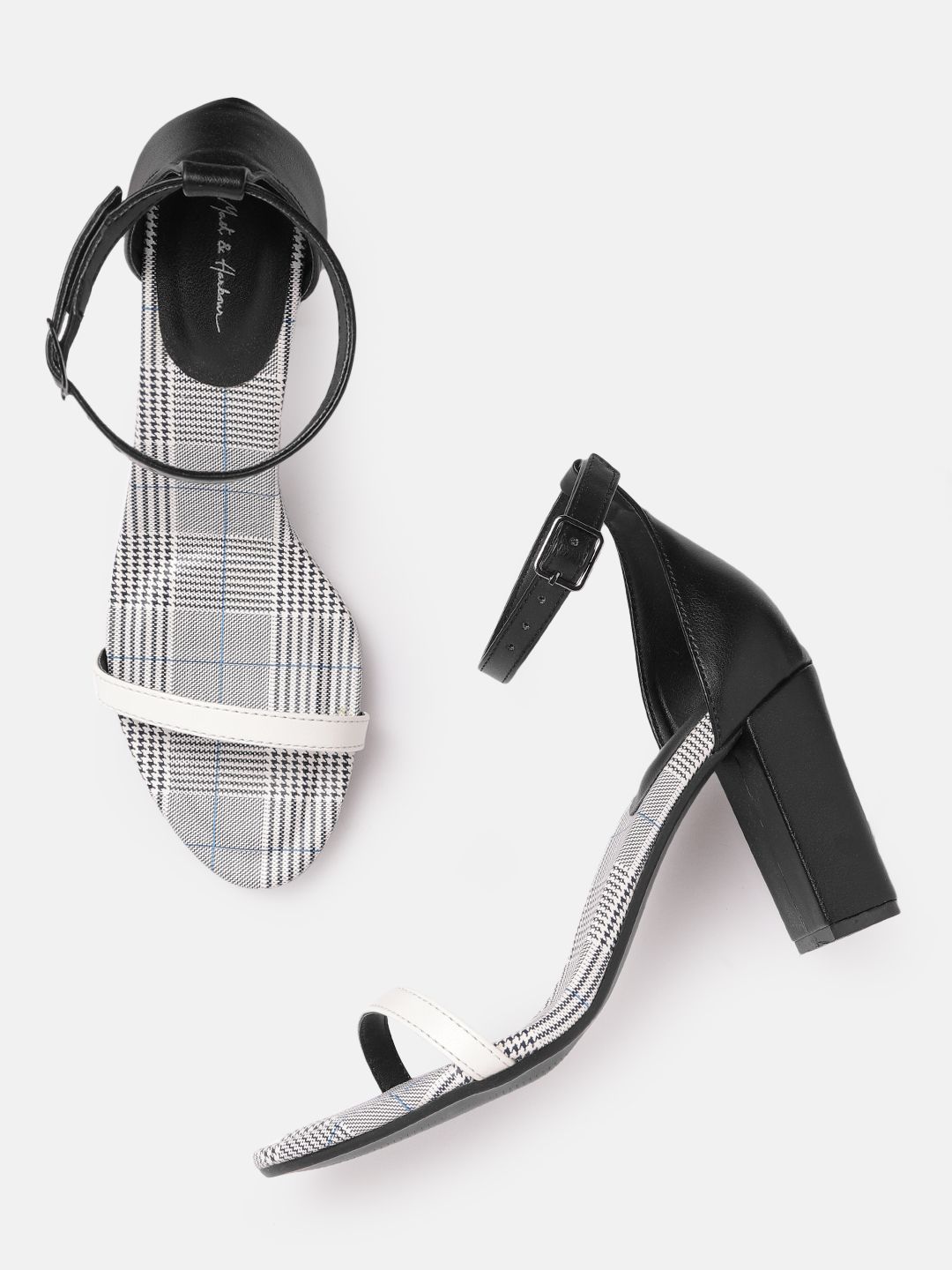 Mast & Harbour Women Black & White Solid Block Heels Price in India