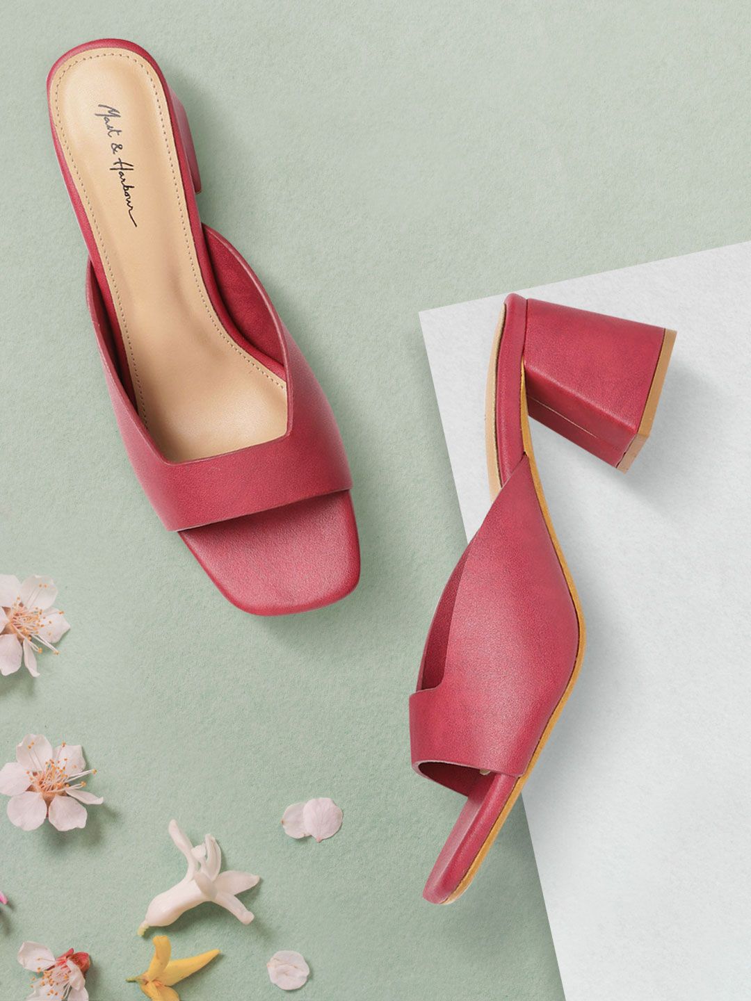 Mast & Harbour Pink Solid Block Heels Price in India