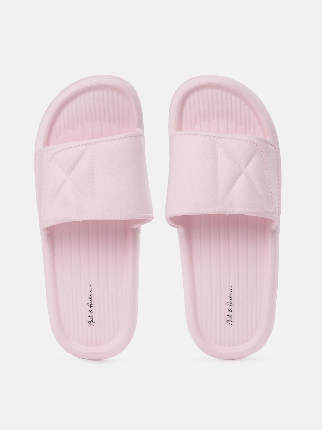 Mast & Harbour Women Pink Solid Sliders Price in India