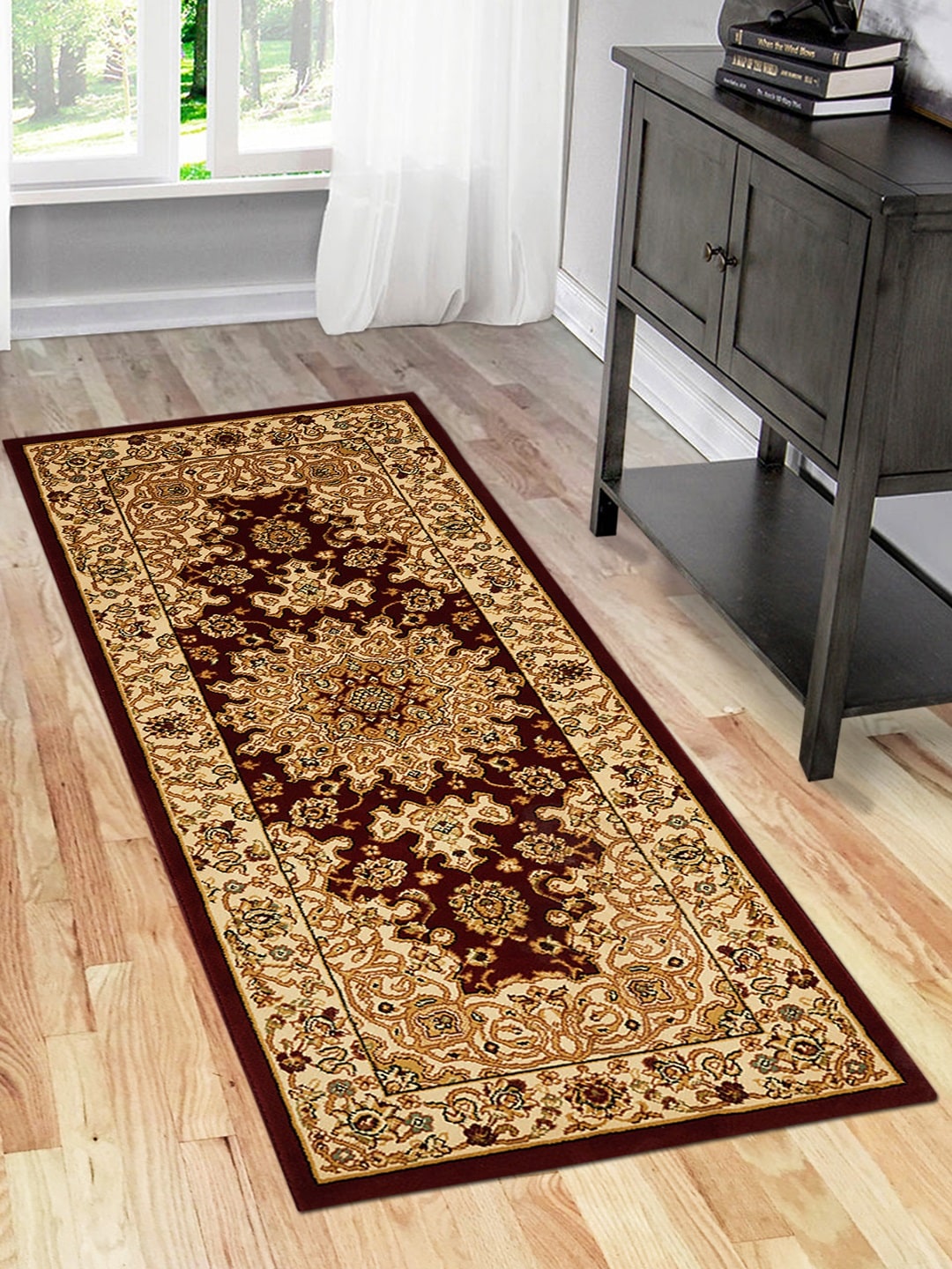 OBSESSIONS Red & Gold Traditional Floor Runner Price in India