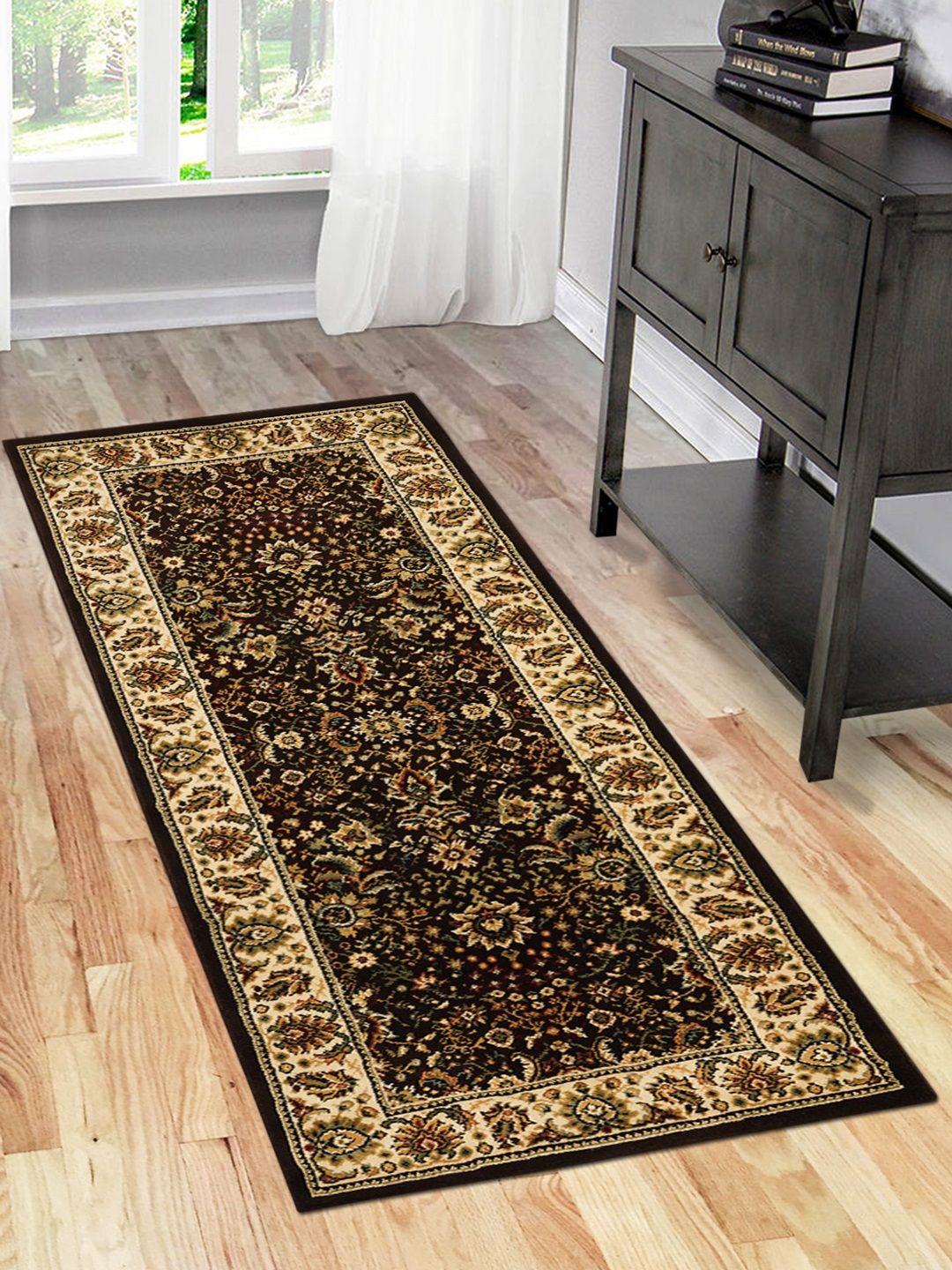 OBSESSIONS Brown & Green Traditional Bed Runner Price in India