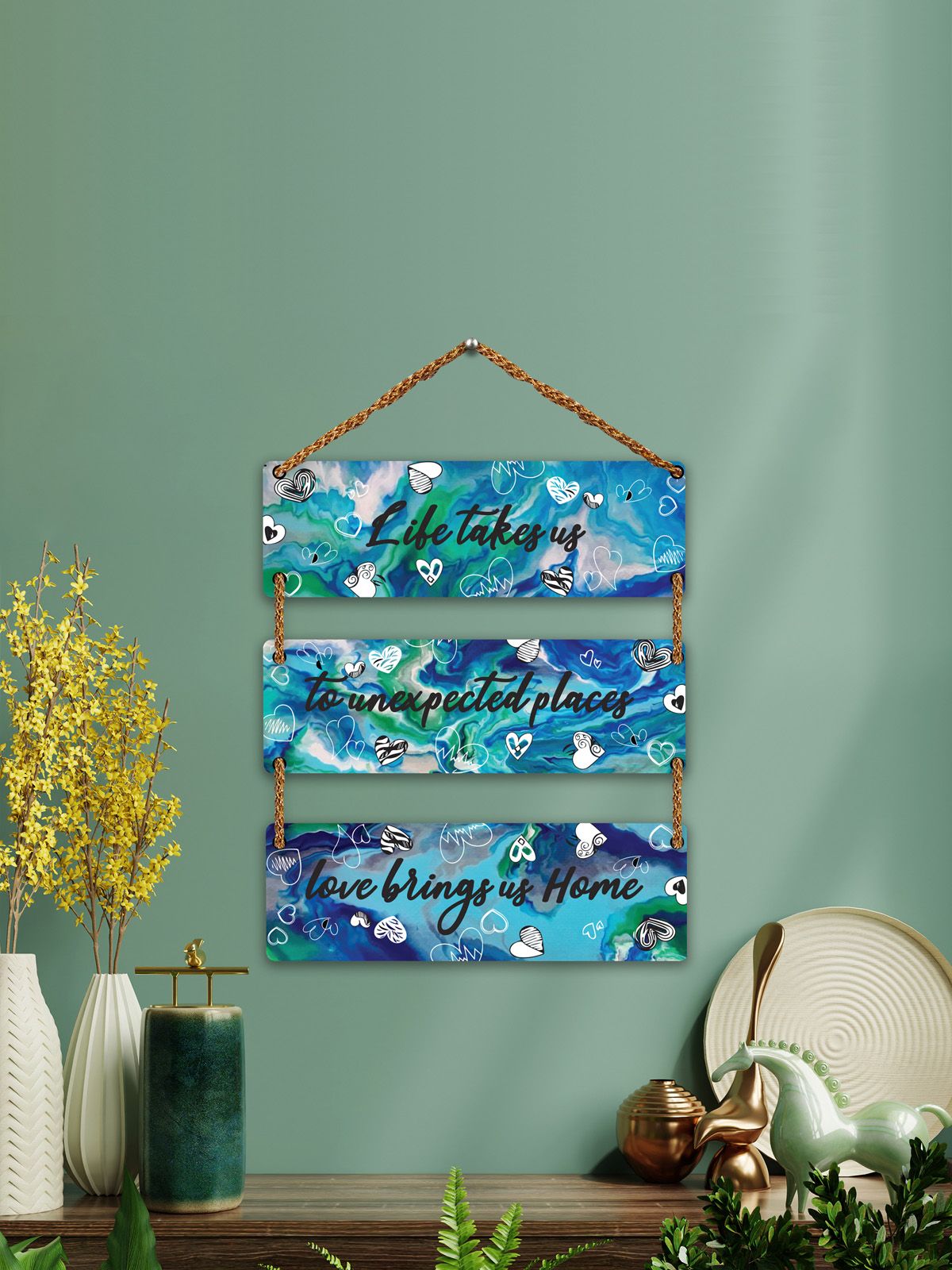 ROMEE Blue Wooden Wall Hanging Price in India