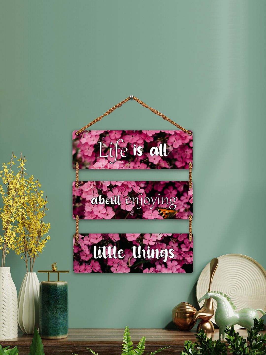 ROMEE Pink Wooden Wall Hangings Price in India
