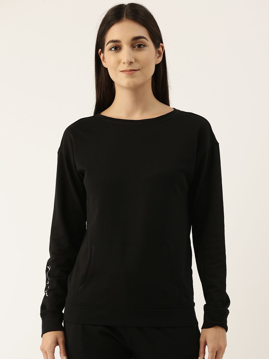 Enamor Women Black Sweatshirt Price in India