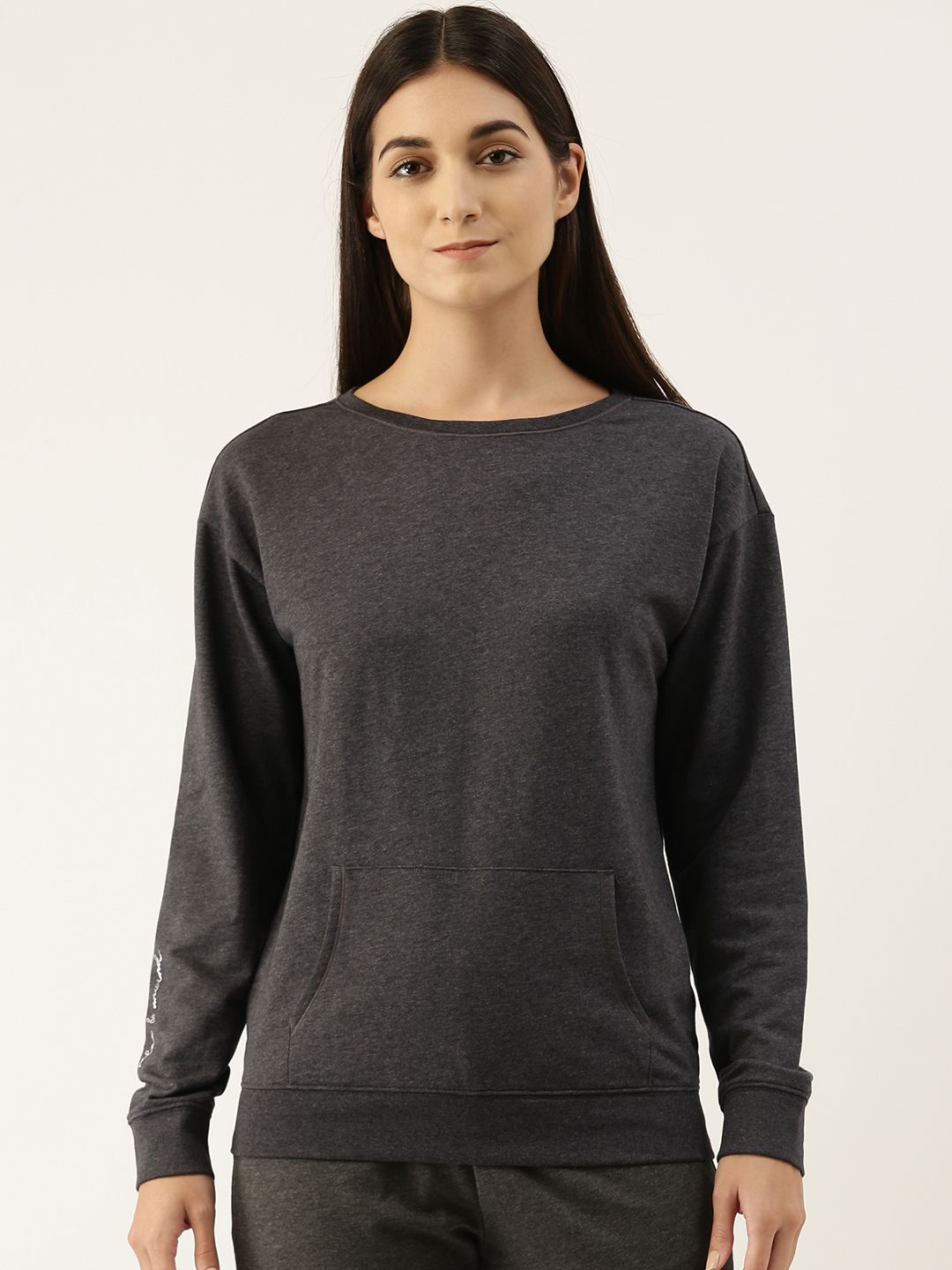 Enamor Women Charcoal Sweatshirt Price in India