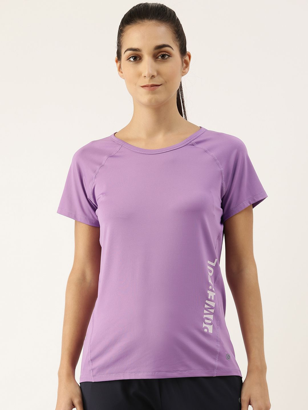 Enamor Women Purple Printed Antimicrobial Outdoor T-shirt Price in India