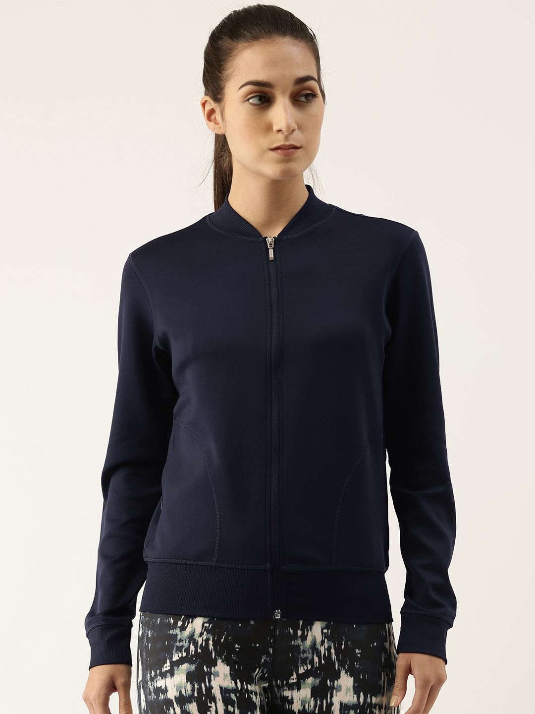 Enamor Women Navy Blue Lightweight Antimicrobial Outdoor Bomber Jacket Price in India