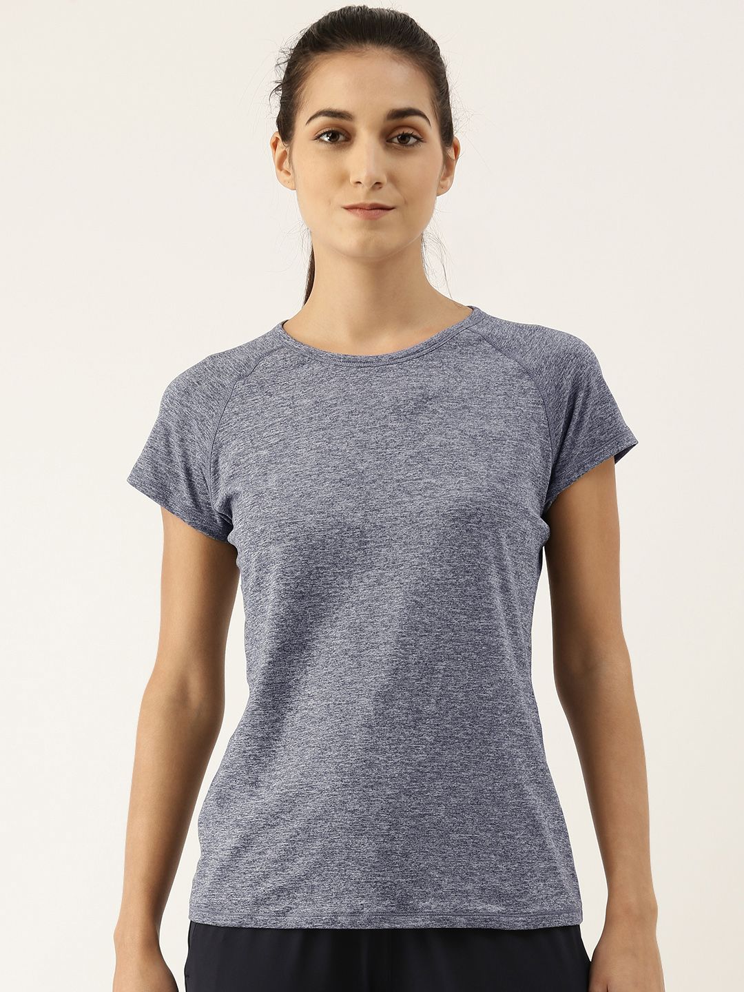 Enamor Women Navy Blue Antimicrobial Slim Fit Outdoor T-shirt Price in India