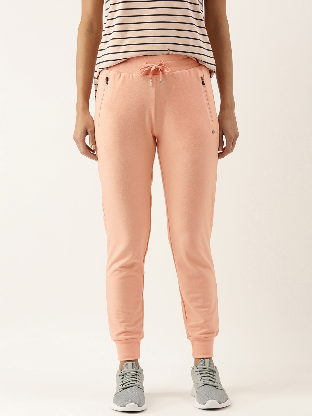 Enamor Womans Pink Athleisure Cotton Spandex Terry Joggers Price in India