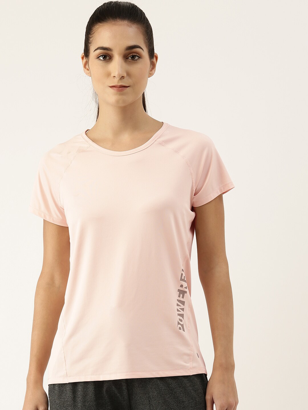 Enamor Women Pink Printed Antimicrobial Outdoor T-shirt Price in India