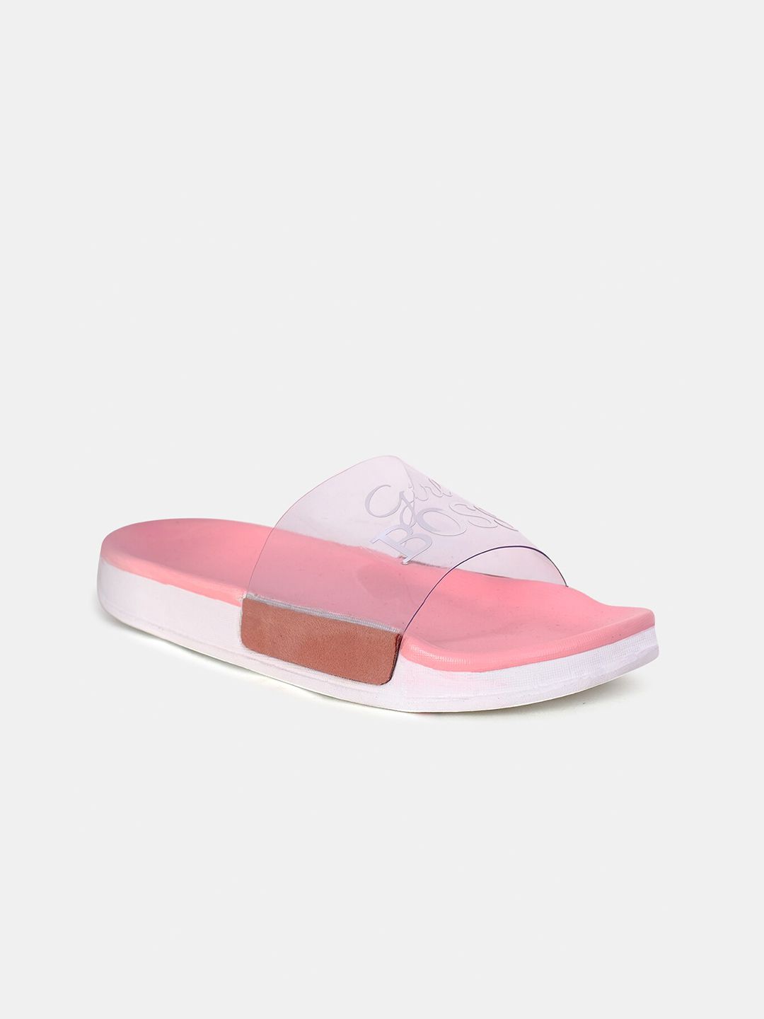 FREECO Women Pink Printed Sliders Price in India