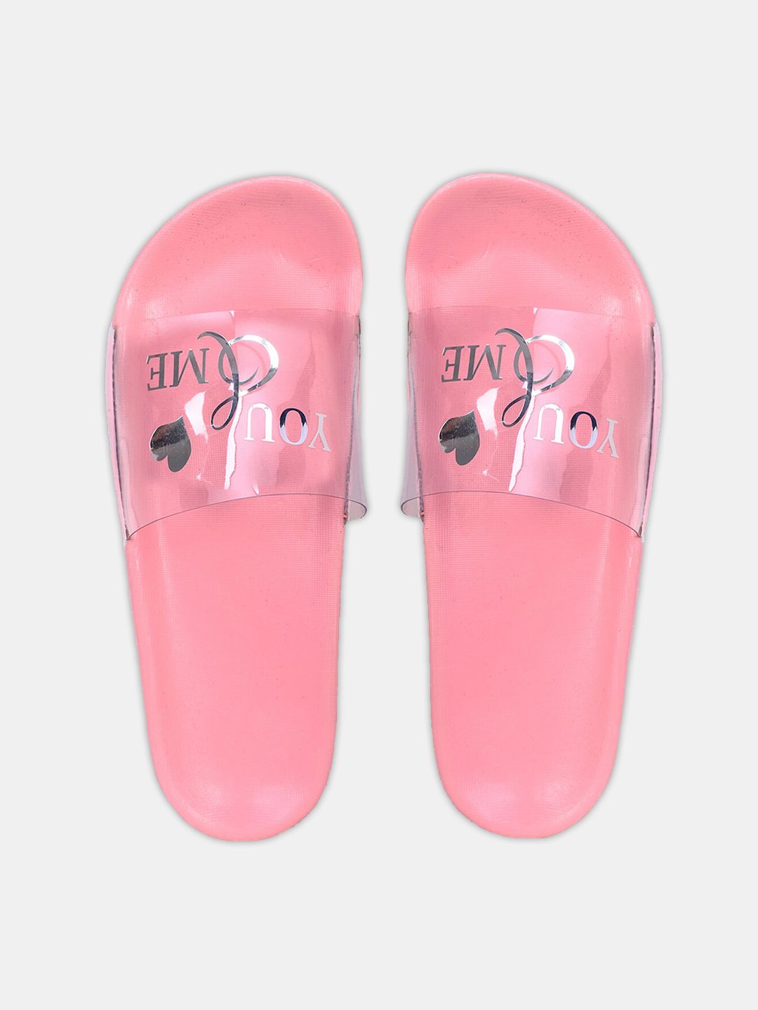 FREECO Women Pink & Transparent Printed Sliders Price in India