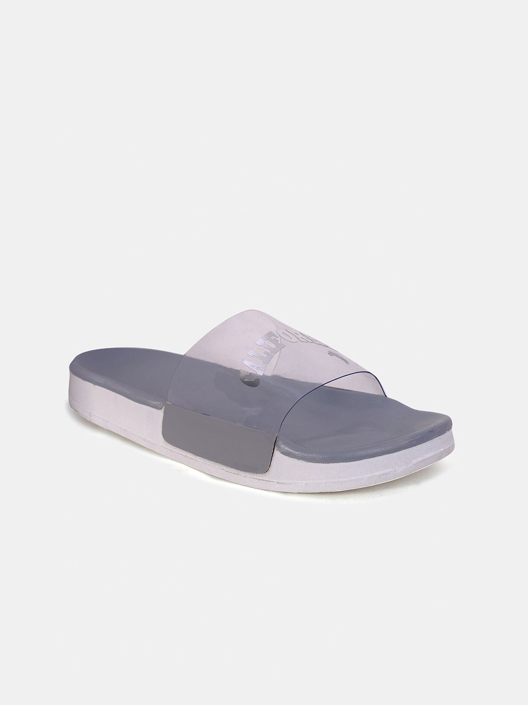 FREECO Women Grey Transparent Printed Slider Flip Flops Price in India