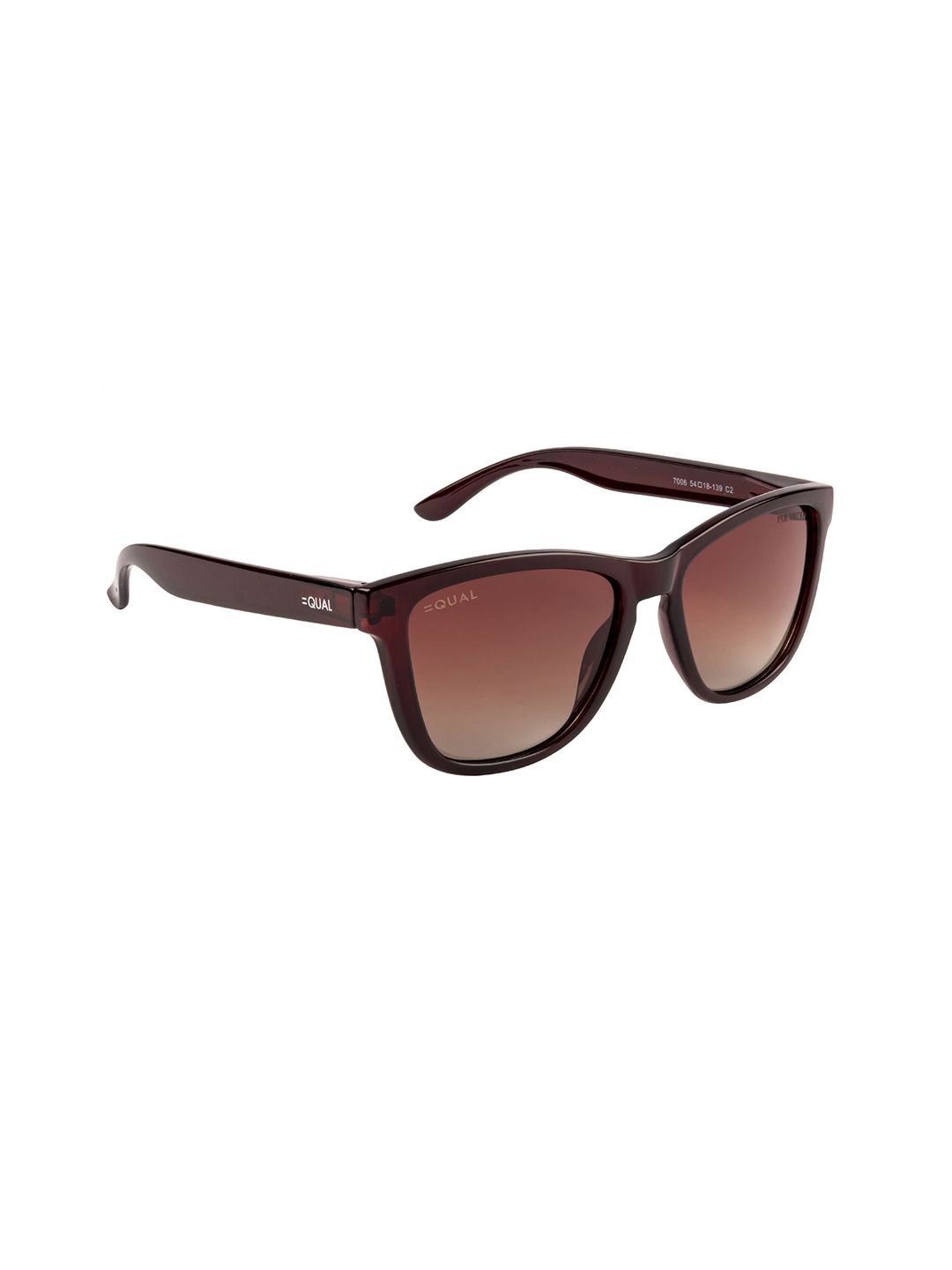 EQUAL Women Brown Wayfarer Sunglasses with UV Protected Lens Price in India