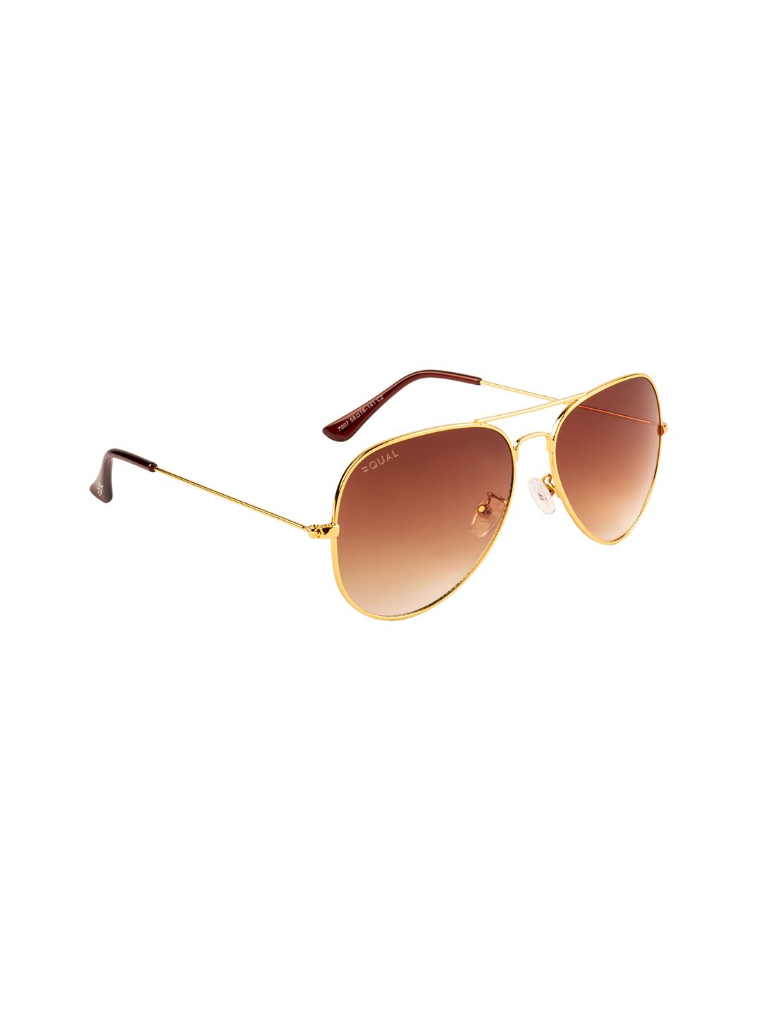 EQUAL Unisex Brown Lens & Gold-Toned Aviator Sunglasses - 7007 58016-141 C2 Price in India