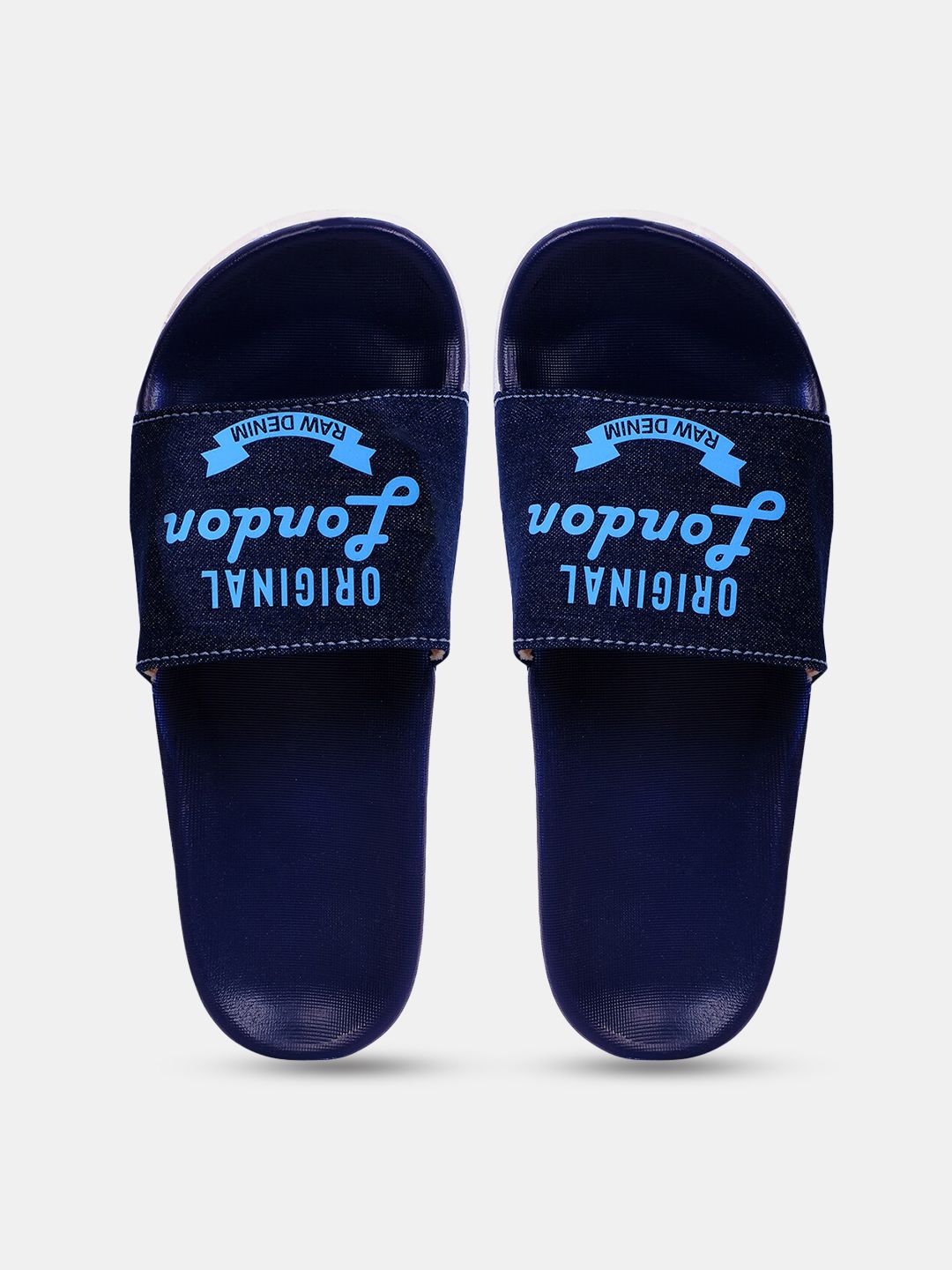 FREECO Women Blue & White Printed Sliders Price in India