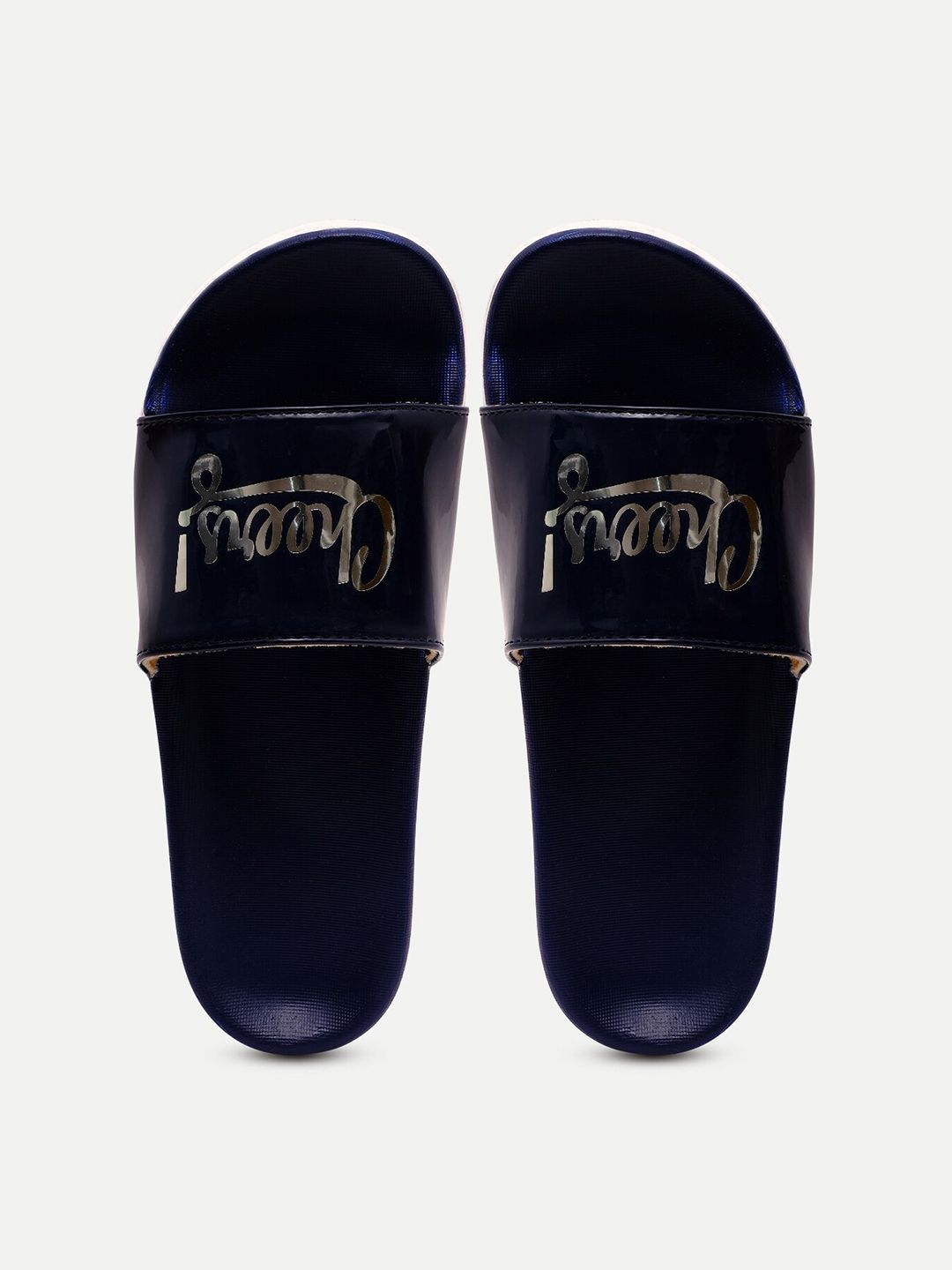 FREECO Women Blue & White Printed Sliders Price in India