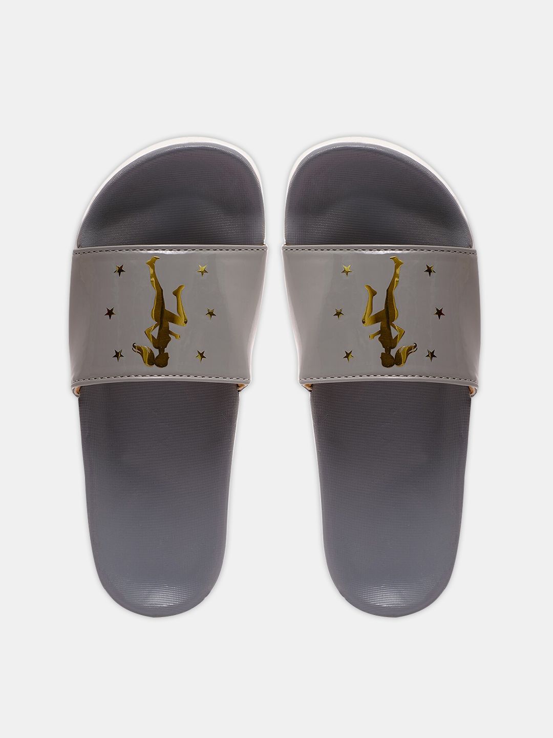 FREECO Women Grey Printed Sliders Price in India