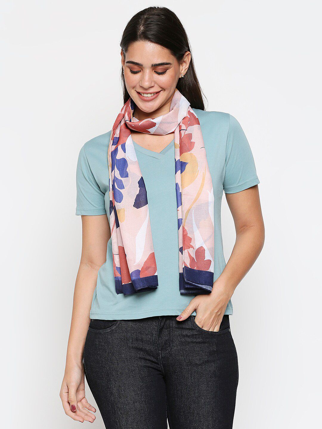 20Dresses Women Pink & Blue Printed Scarf Price in India